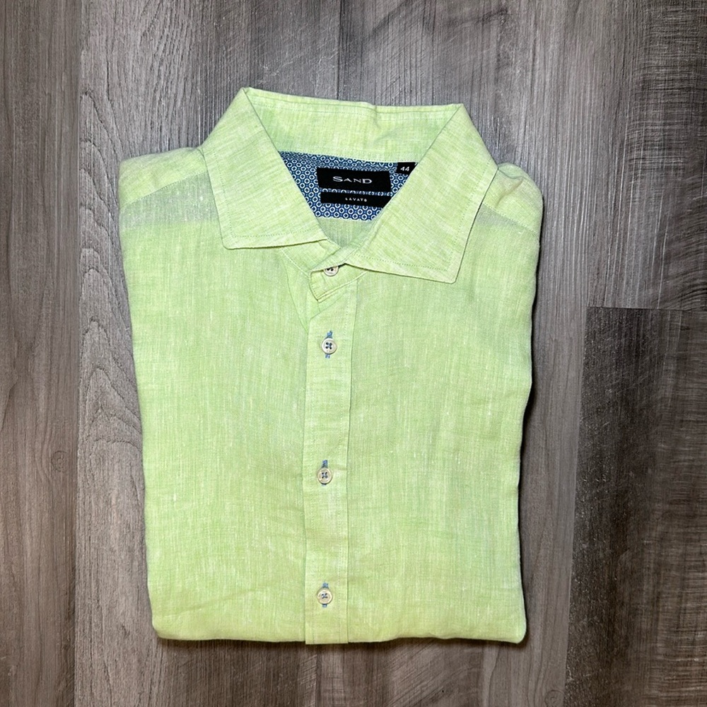 Sand Lavatd Linen Long Sleeve Button Down - 44 (XL)
